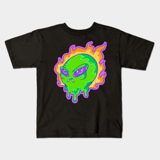 Alien Head Burn Psychedelic Kids T-Shirt